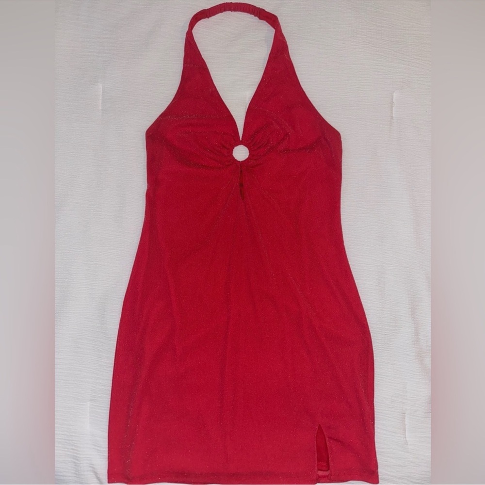 Wild Fable Sparkly Red Halter Top MIni Dress